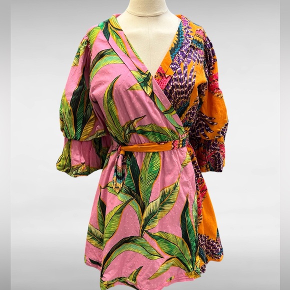 Farm Rio Mixed Print Wrap Dress - Picture 7 of 11